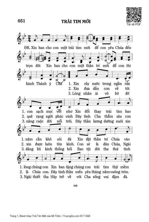Sheet PDF of Trái Tim Mới