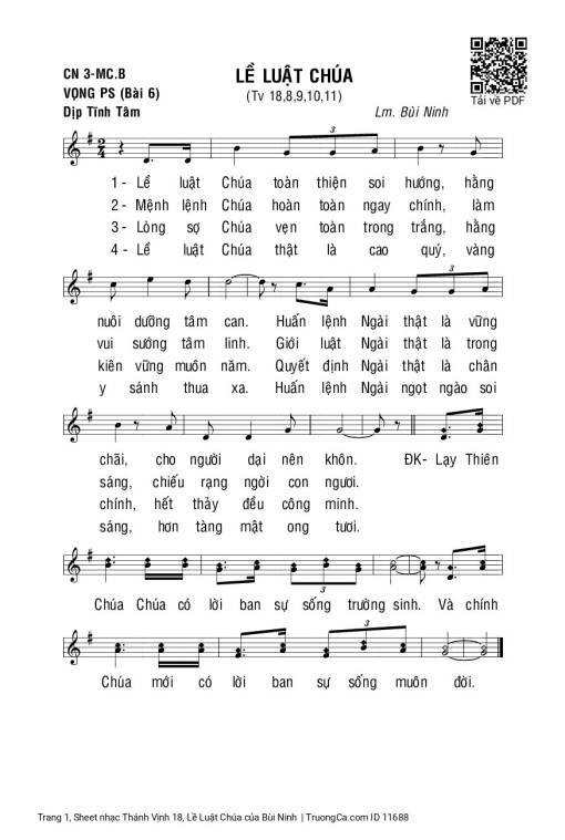 Sheet PDF of Thánh Vịnh 18, Lề Luật Chúa