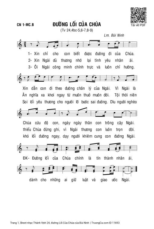 Sheet PDF of Thánh Vịnh 24, đường Lối Của Chúa