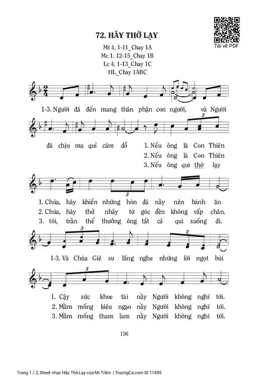 Sheet PDF of Hãy Thờ Lạy