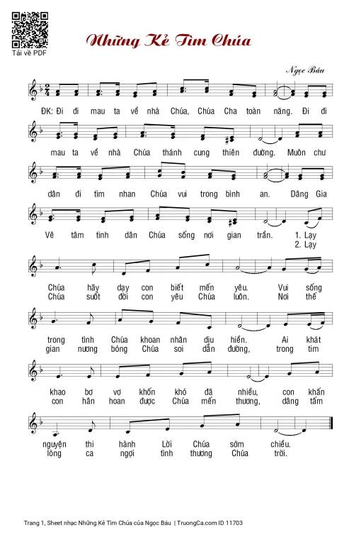 Sheet PDF of Những Kẻ Tìm Chúa