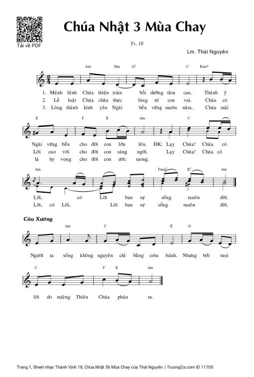 Thánh Vịnh 18, Chúa Nhật 3b Mùa Chay