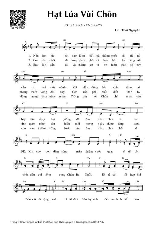 Sheet PDF of Hạt Lúa Vùi Chôn