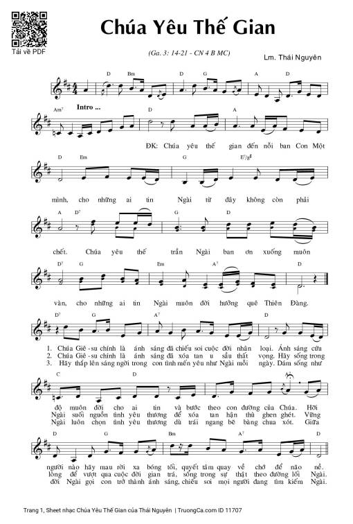 Sheet PDF of Chúa Yêu Thế Gian