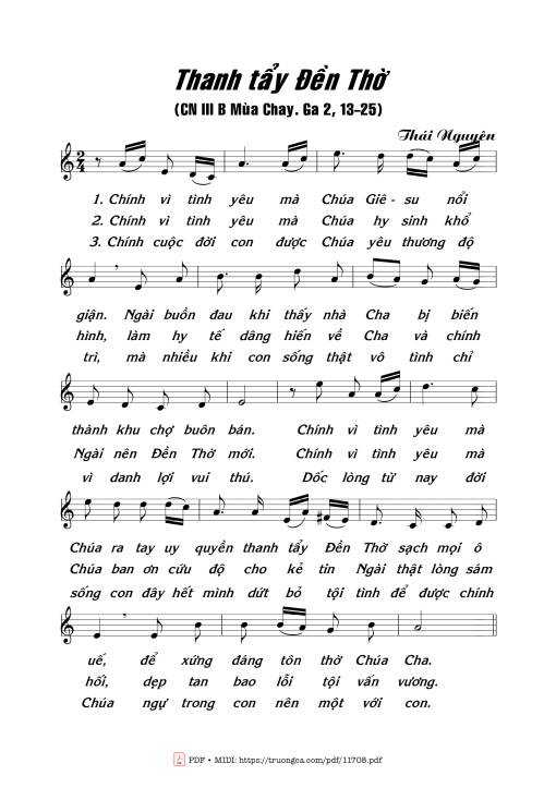 Sheet PDF of Thanh Tẩy đền Thờ