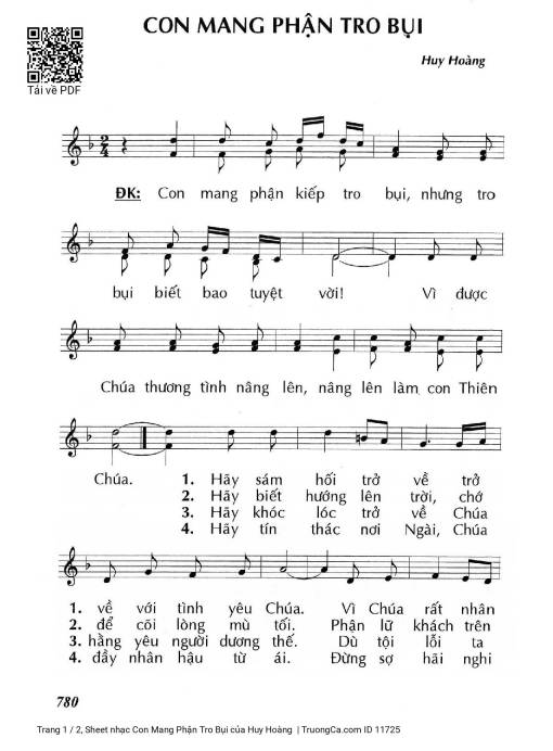 Sheet PDF of Con Mang Phận Tro Bụi