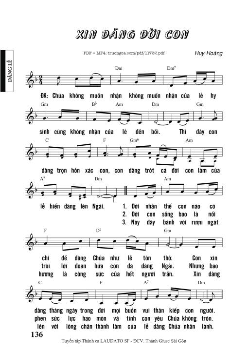 Sheet PDF of Xin Dâng đời Con