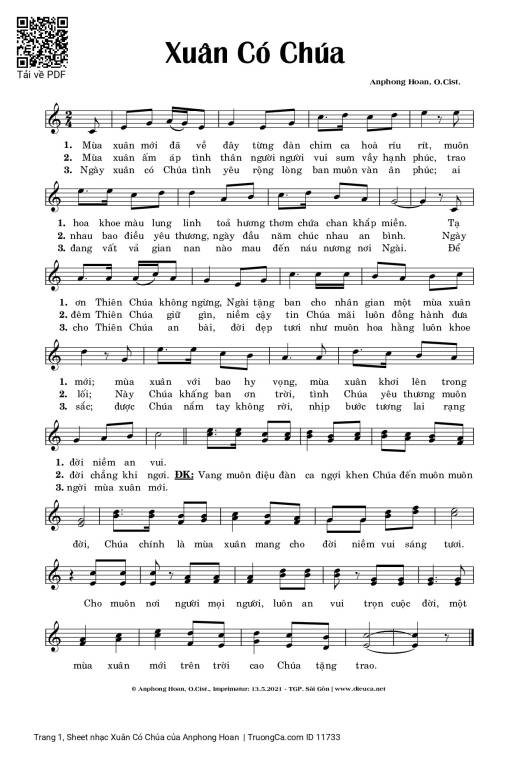 Sheet PDF of Xuân Có Chúa