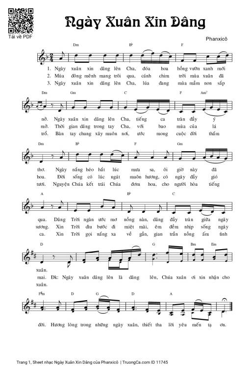 Sheet PDF of Ngày Xuân Xin Dâng