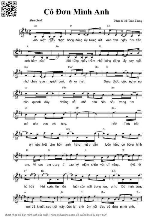 Sheet PDF of Cô đơn mình anh