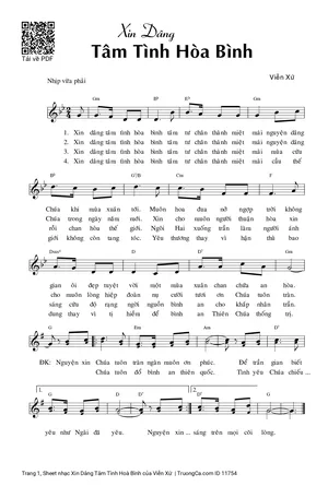 Sheet PDF of Xin Dâng Tâm Tình Hoà Bình