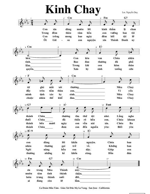 Sheet PDF of Kinh Chay - Nguyễn Duy