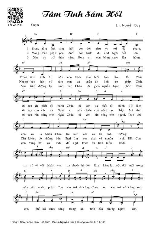 Sheet PDF of Tâm Tình Sám Hối