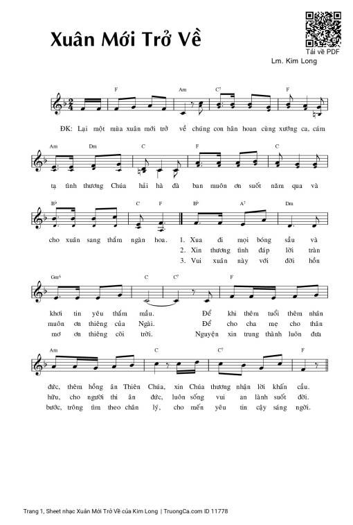 Sheet PDF of Xuân Mới Trở Về