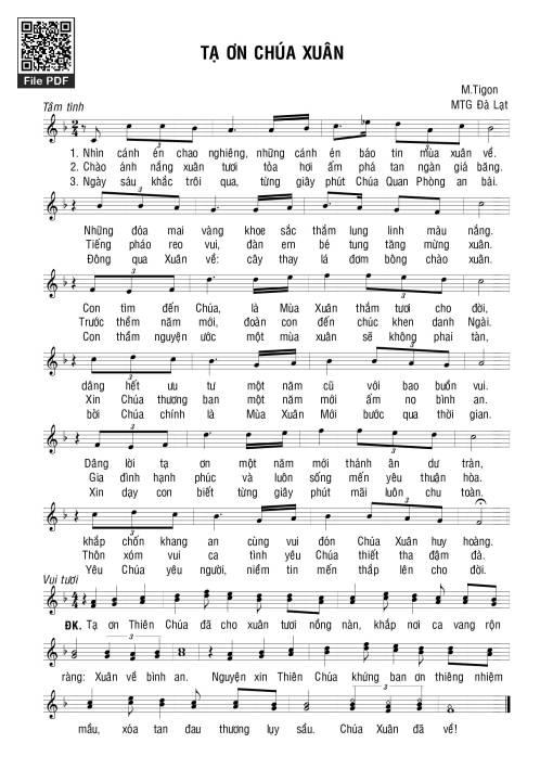 Sheet PDF of Tạ ơn Chúa Xuân