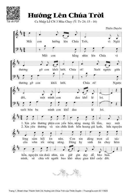 Sheet PDF of Thánh Vịnh 24, Hướng Lên Chúa Trời