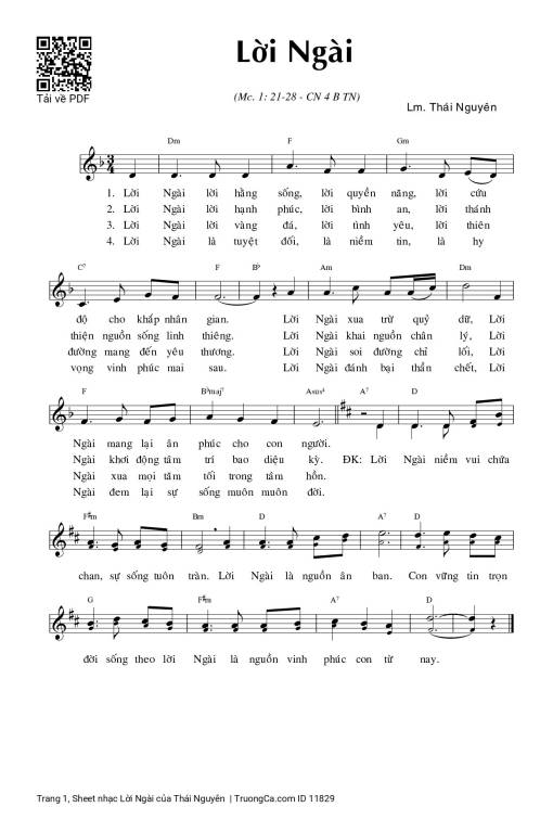 Sheet PDF of Lời Ngài - Thái Nguyên