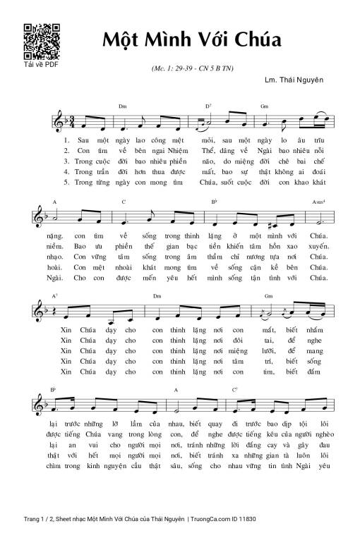 Sheet PDF of Một Mình Với Chúa