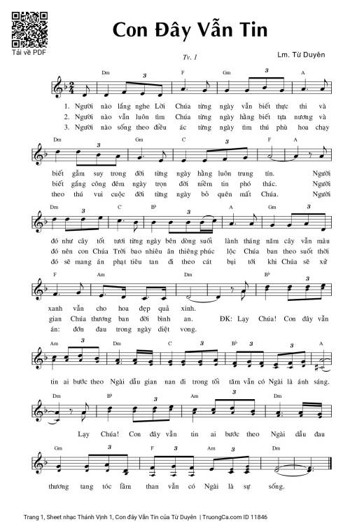 Thánh Vịnh 1, Con đây Vẫn Tin