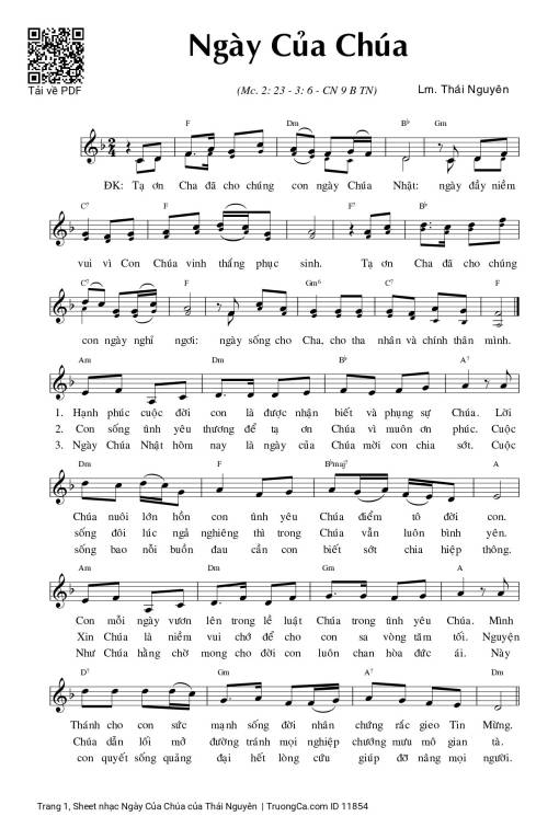 Sheet PDF of Ngày Của Chúa