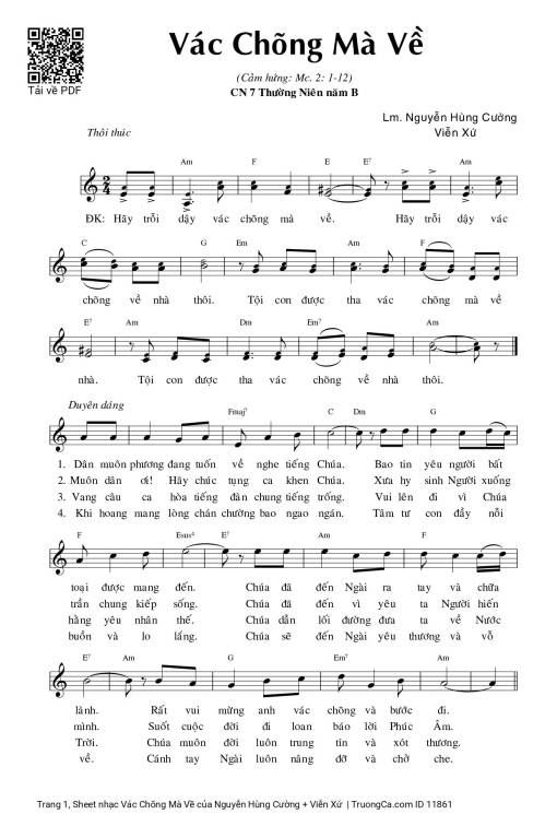 Sheet PDF of Vác Chõng Mà Về
