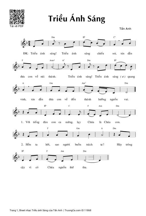 Sheet PDF of Triều ánh Sáng