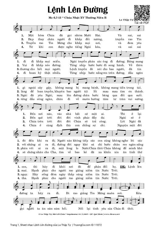Sheet PDF of Lệnh Lên đường