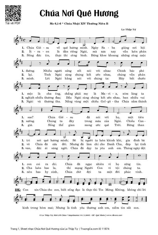Sheet PDF of Chúa Nơi Quê Hương