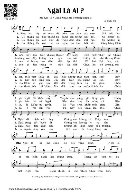 Sheet PDF of Ngài Là Ai? - La Thập Tự