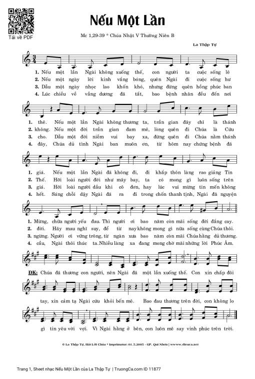 Sheet PDF of Nếu Một Lần