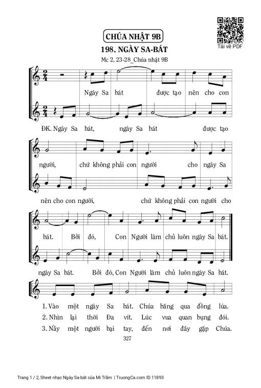 Sheet PDF of Ngày Sa-bát - Mi Trầm