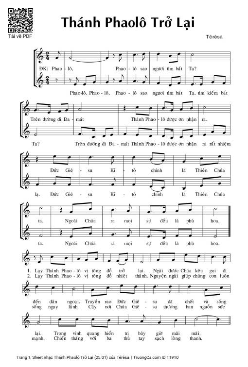 Sheet PDF of Thánh Phaolô Trở Lại (25.01)