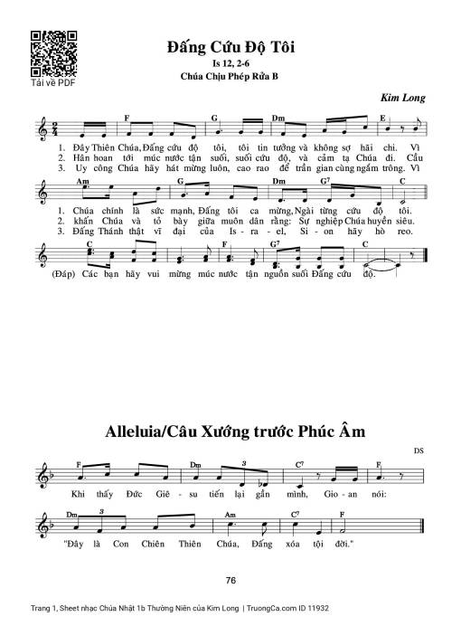 Sheet PDF of Chúa Nhật 1b Thường Niên