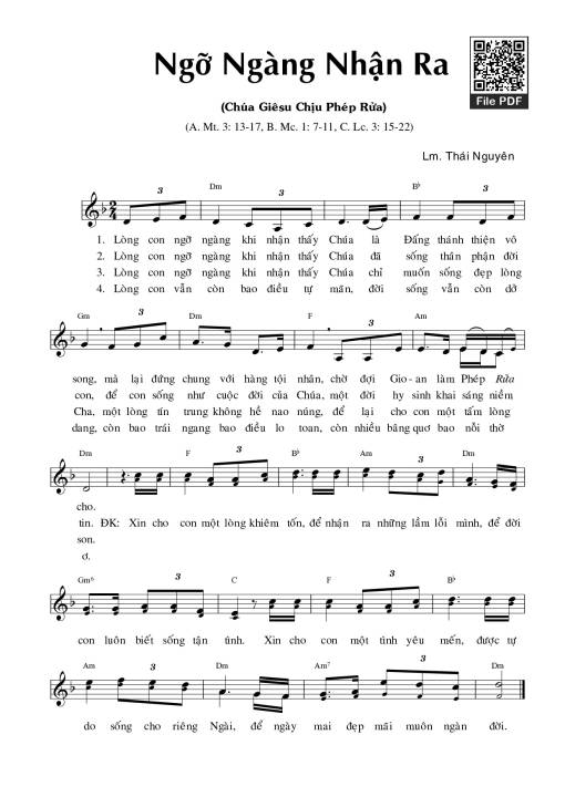 Sheet PDF of Ngỡ Ngàng Nhận Ra