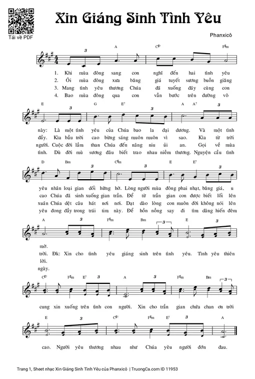 Sheet PDF of Xin Giáng Sinh Tình Yêu