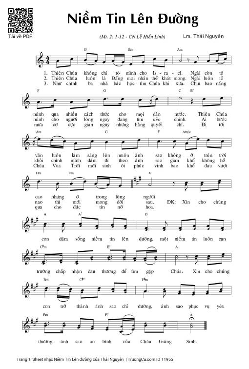 Sheet PDF of Niềm Tin Lên đường