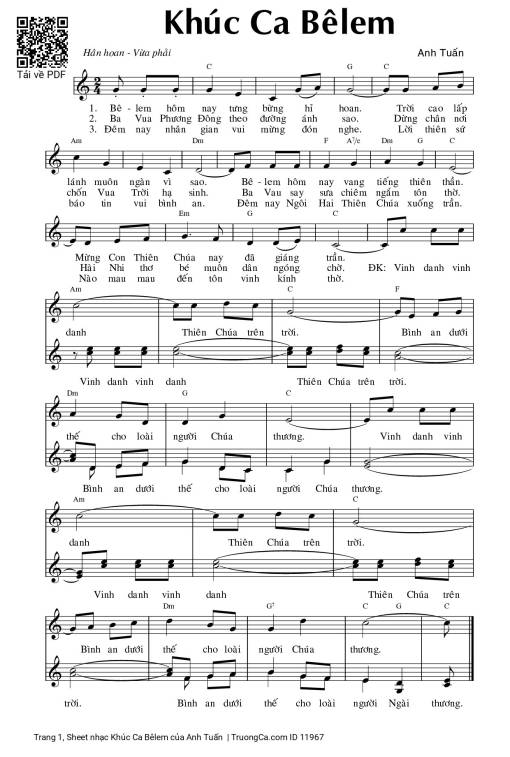 Sheet PDF of Khúc Ca Bêlem