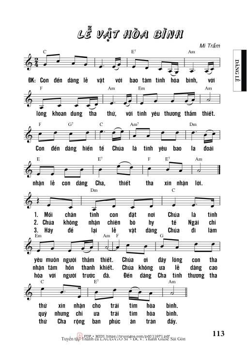 Sheet PDF of Lễ Vật Hòa Bình
