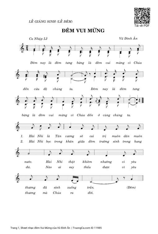 Sheet PDF of đêm Vui Mừng