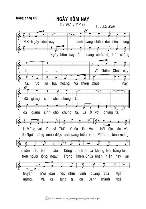 Sheet PDF of Thánh Vịnh 96, Ngày Hôm Nay