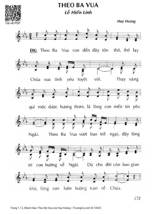 Sheet PDF of Theo Ba Vua - Huy Hoàng