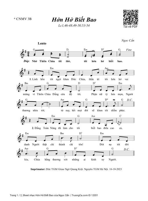 Sheet PDF of Hớn Hở Biết Bao