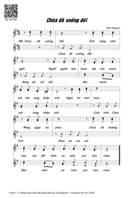 Sheet PDF of Chúa đã Xuống đời