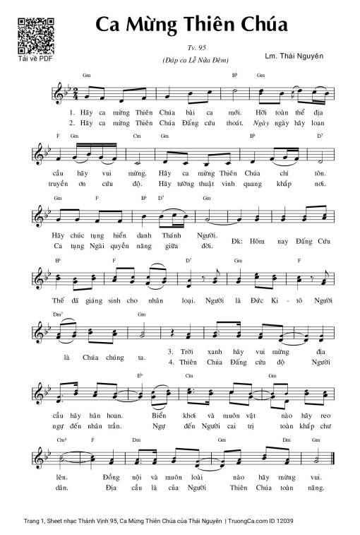 Sheet PDF of Thánh Vịnh 95, Ca Mừng Thiên Chúa