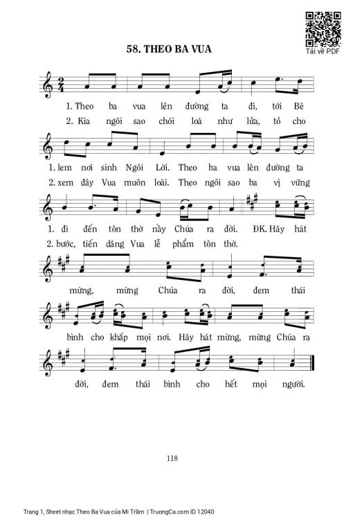 Sheet PDF of Theo Ba Vua - Mi Trầm