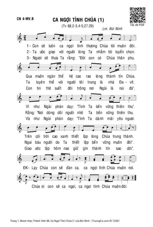 Thánh Vịnh 88, Ca Ngợi Tình Chúa (1