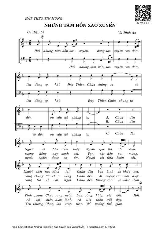 Sheet PDF of Những Tâm Hồn Xao Xuyến