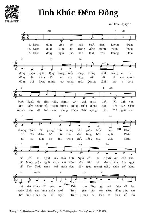 Sheet PDF of Tình Khúc đêm đông