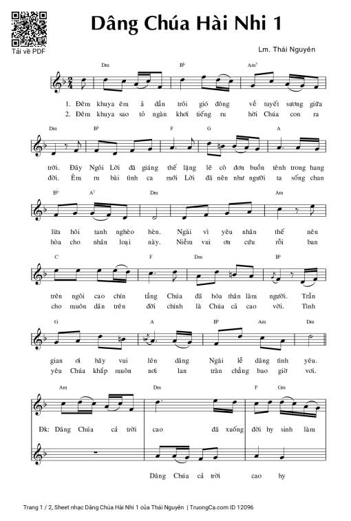 Sheet PDF of Dâng Chúa Hài Nhi 1