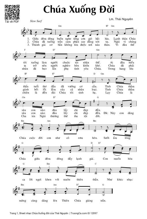 Sheet PDF of Chúa Xuống đời